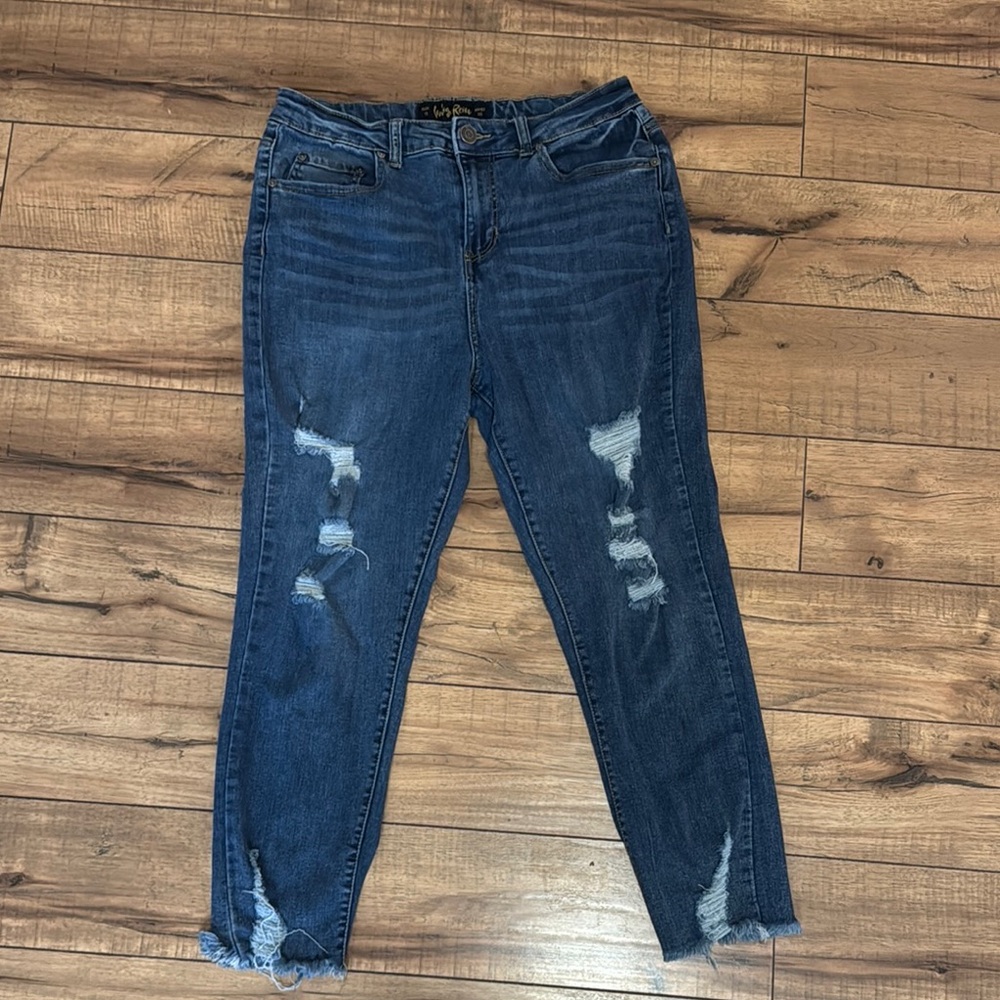 Distressed Blue Jeans